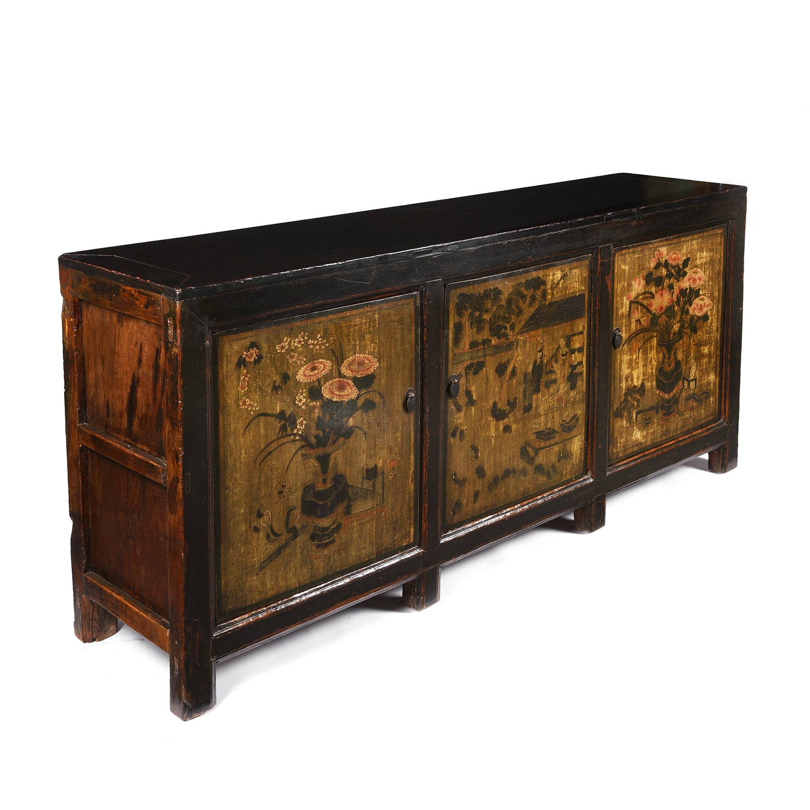Painted Cedar Sideboard From Mongolia - 19thC