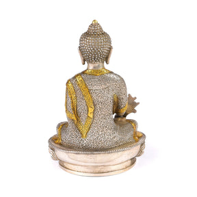 Sitting Silver Plated Buddha Statue - Varada Mudra