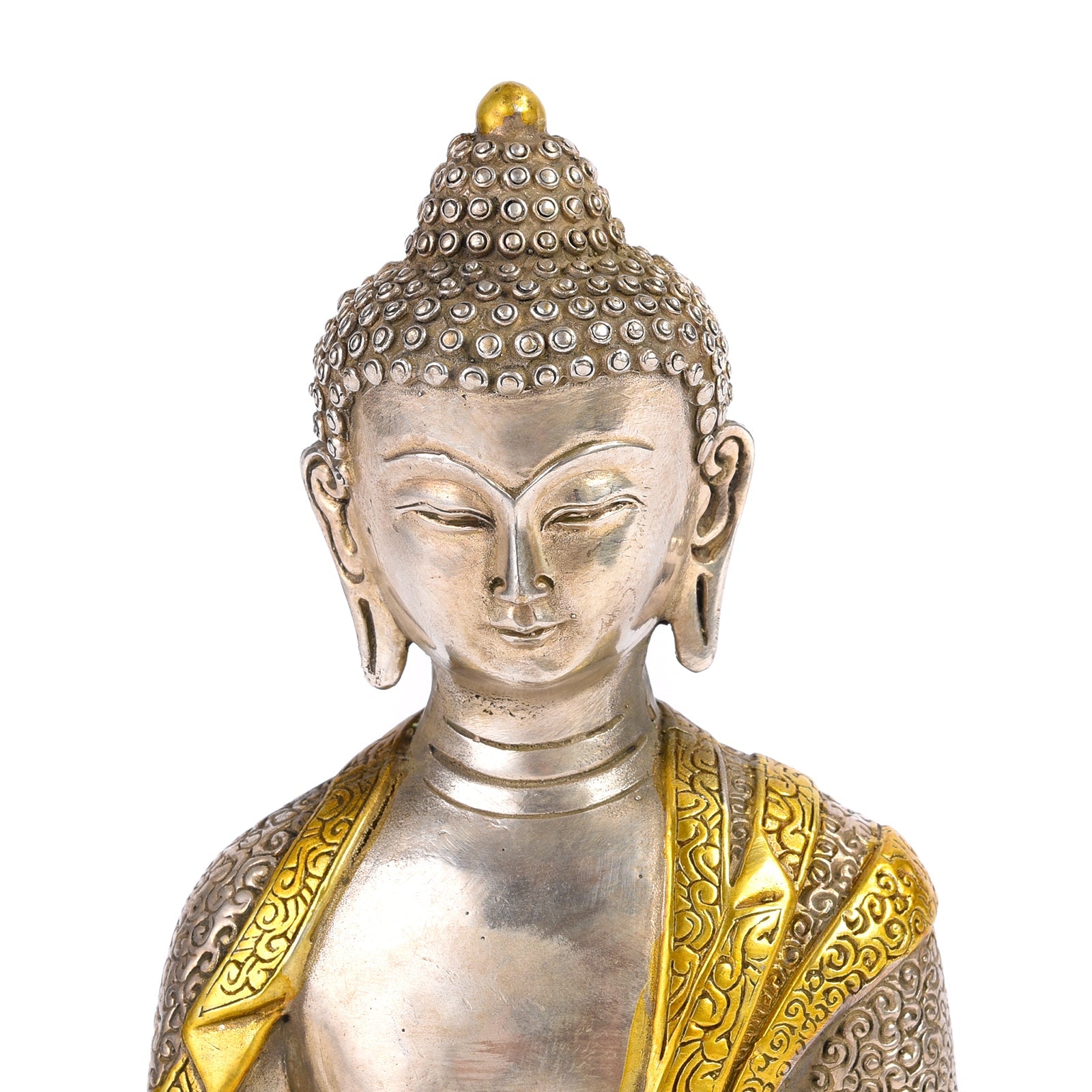 Sitting Silver Plated Buddha Statue - Varada Mudra