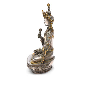 Silver Plated Statue Of The Goddess Tara