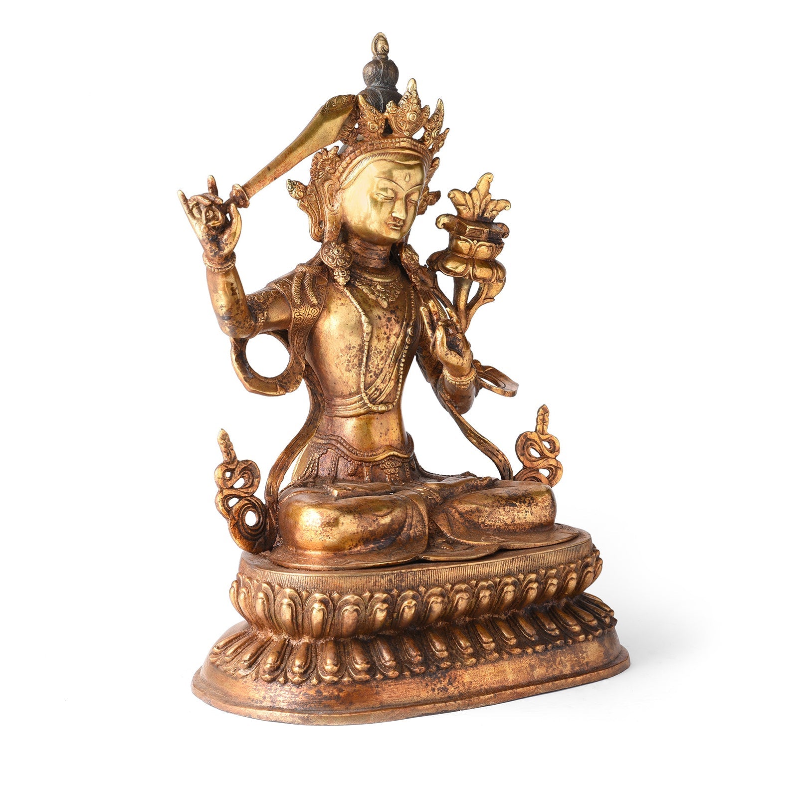 Gilded Bronze Statue Of Manjushri