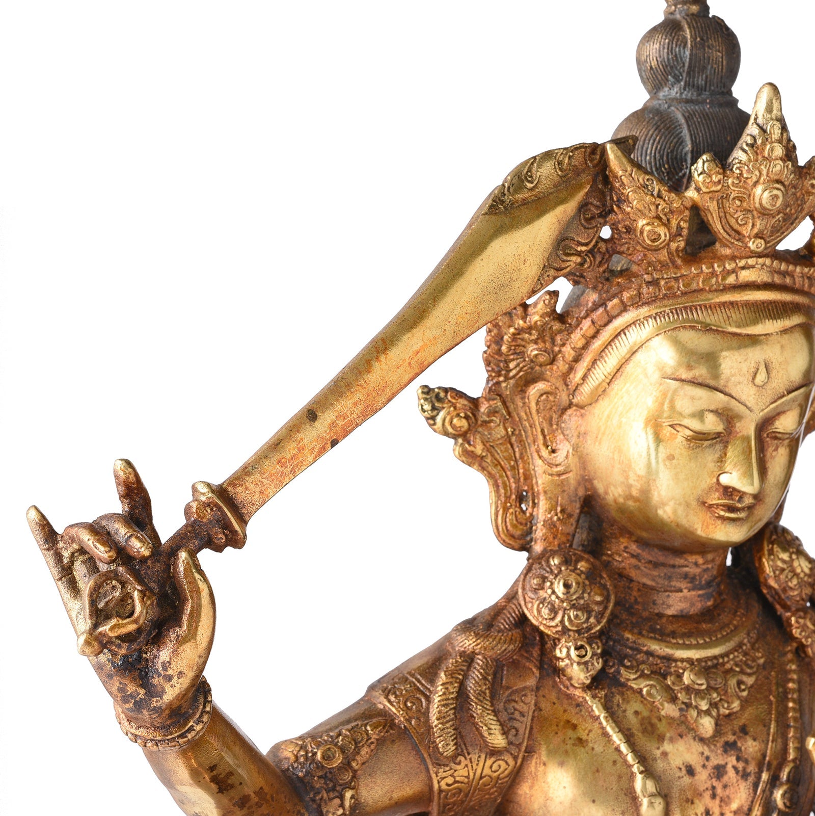 Gilded Bronze Statue Of Manjushri