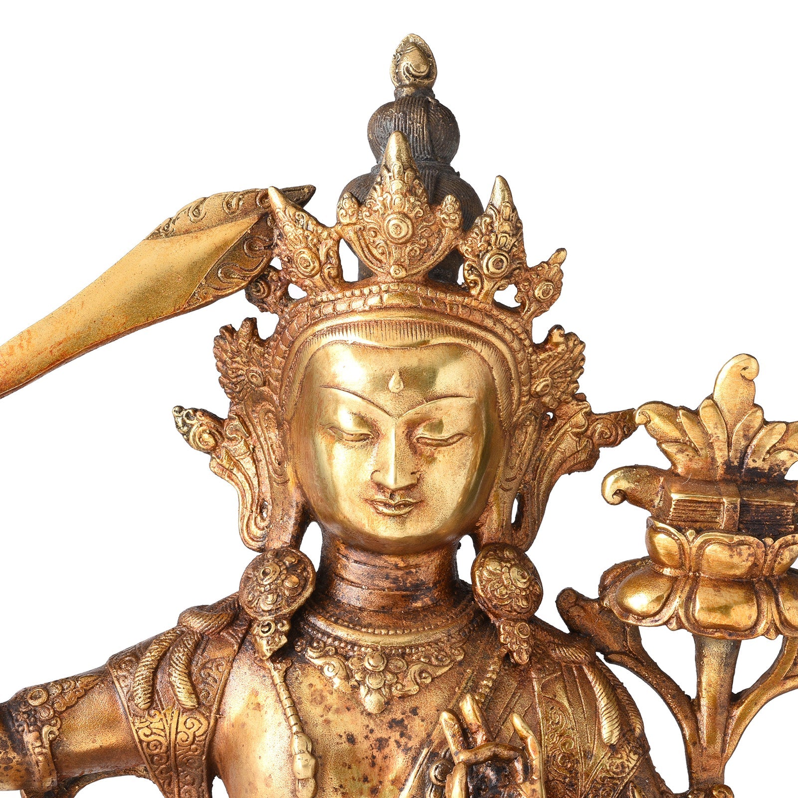 Gilded Bronze Statue Of Manjushri