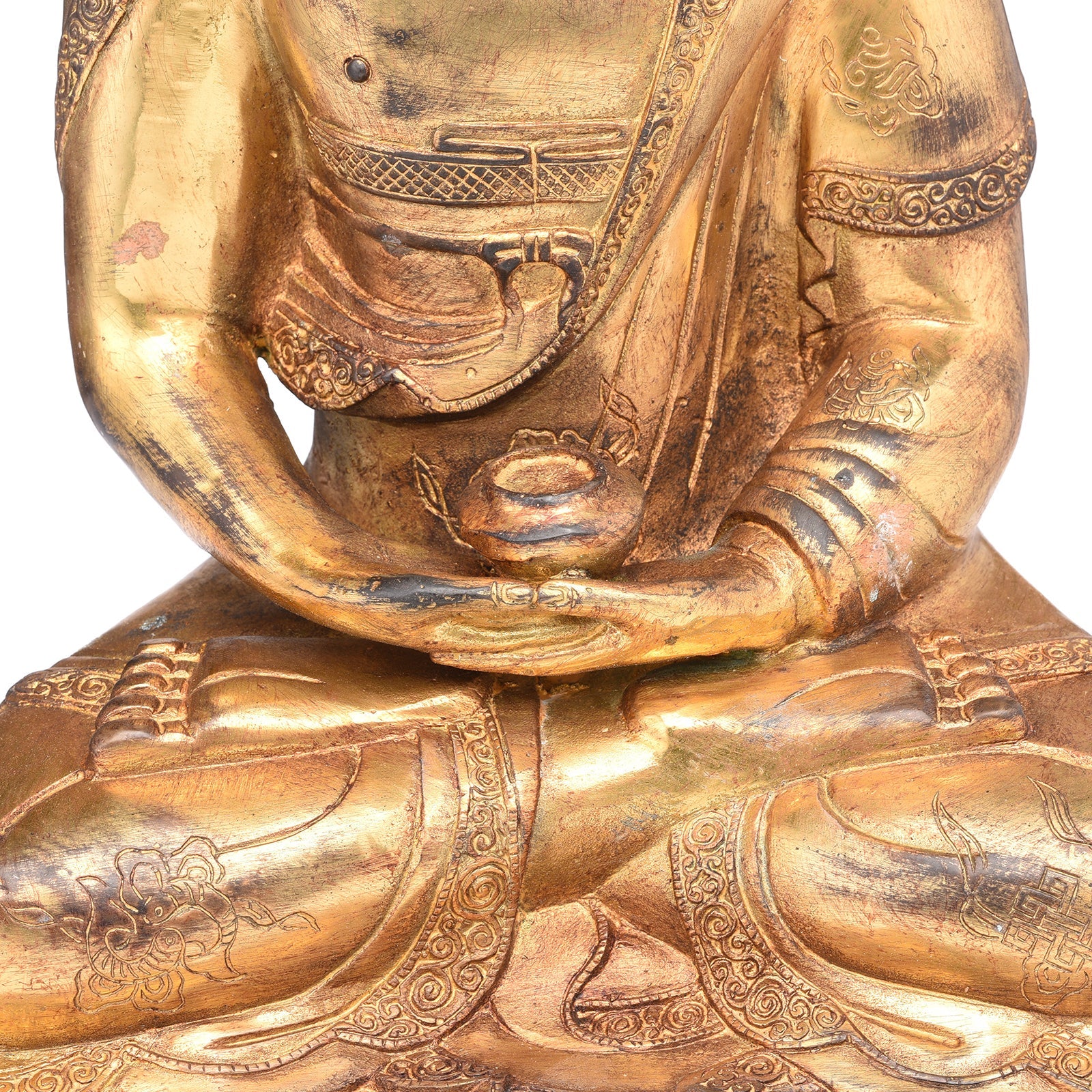 Gilded Statue Of Buddha - Dhyana Mudra Pose