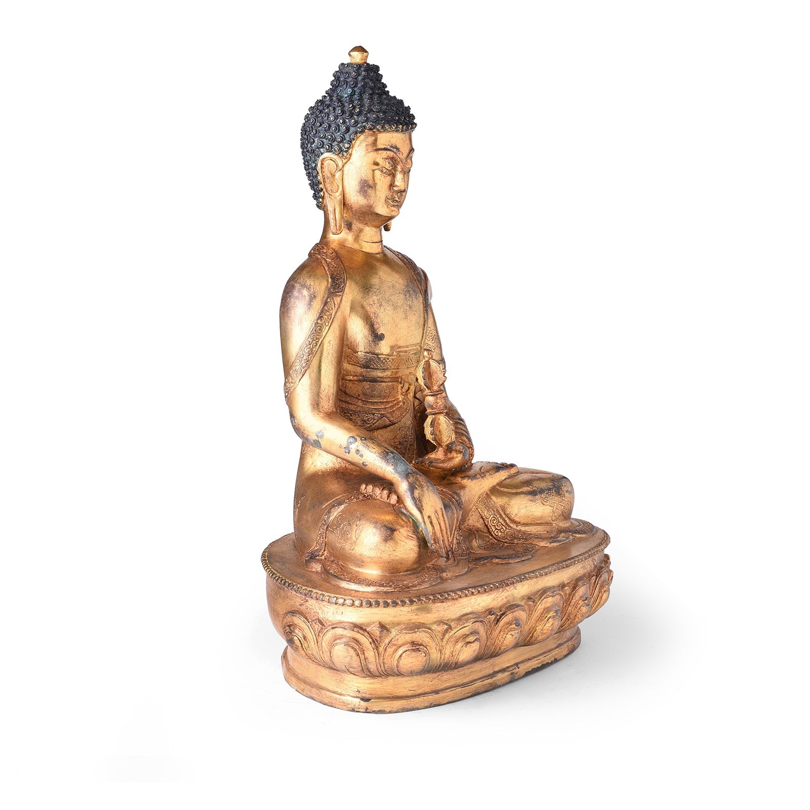 Gilded Bronze Buddha Statue - Bhumisparsha Mudra