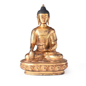 Gilded Bronze Buddha Statue - Bhumisparsha Mudra
