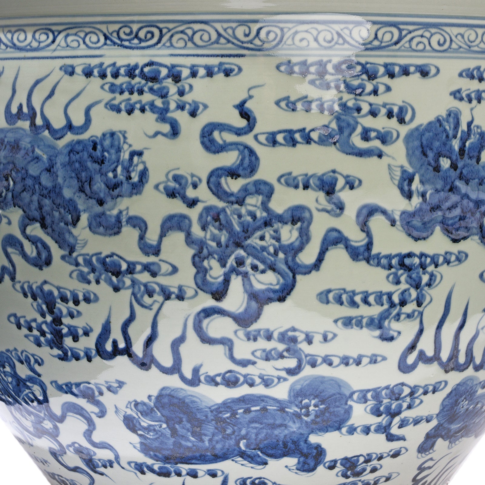 Blue & White Porcelain Planter - Qilin In Clouds