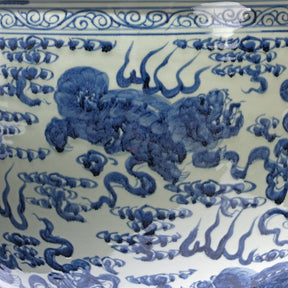 Blue & White Porcelain Planter - Qilin In Clouds