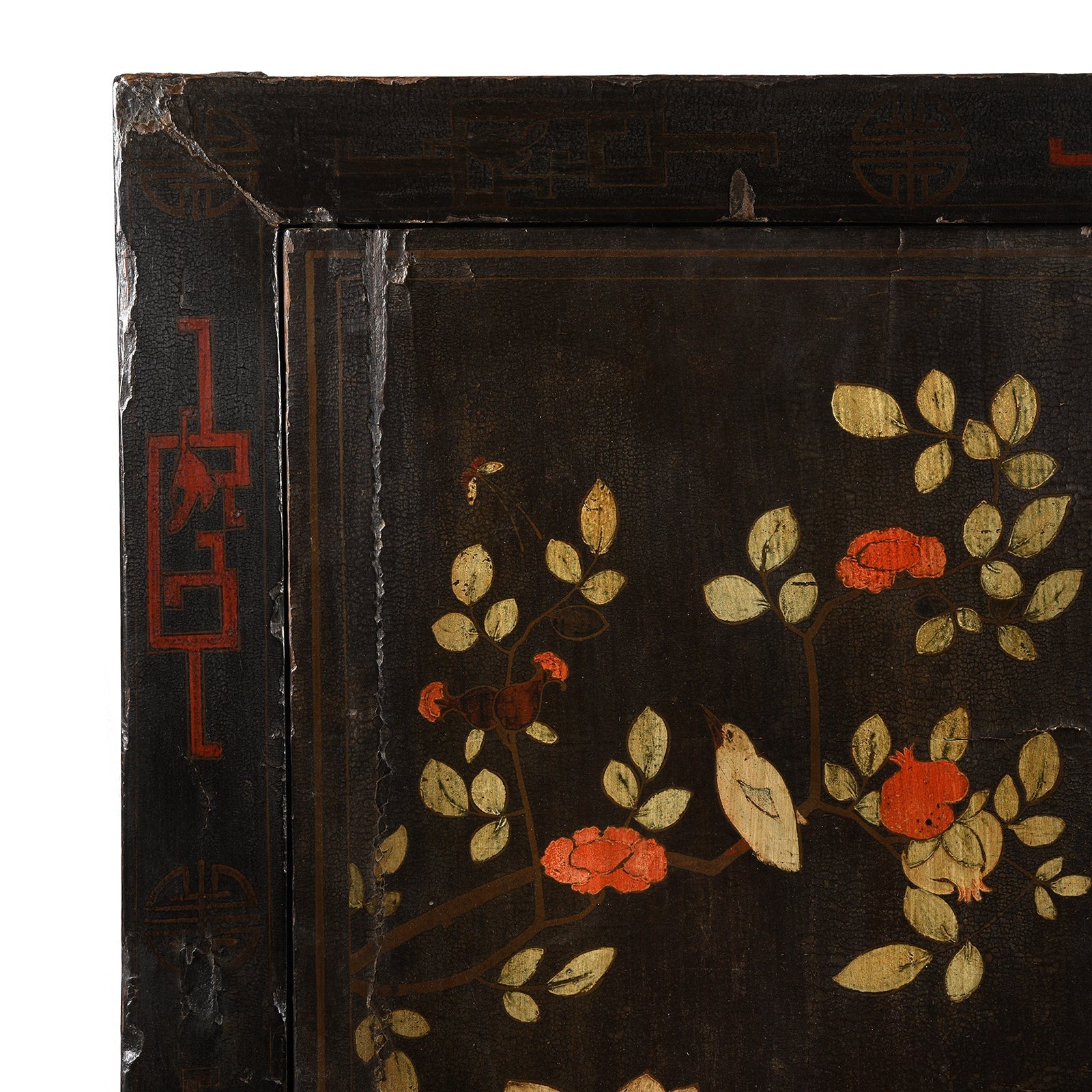 Antique Black Lacquer Wedding Cabinet From Shanxi - 19thC