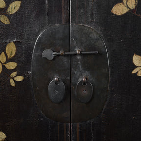 Antique Black Lacquer Wedding Cabinet From Shanxi - 19thC
