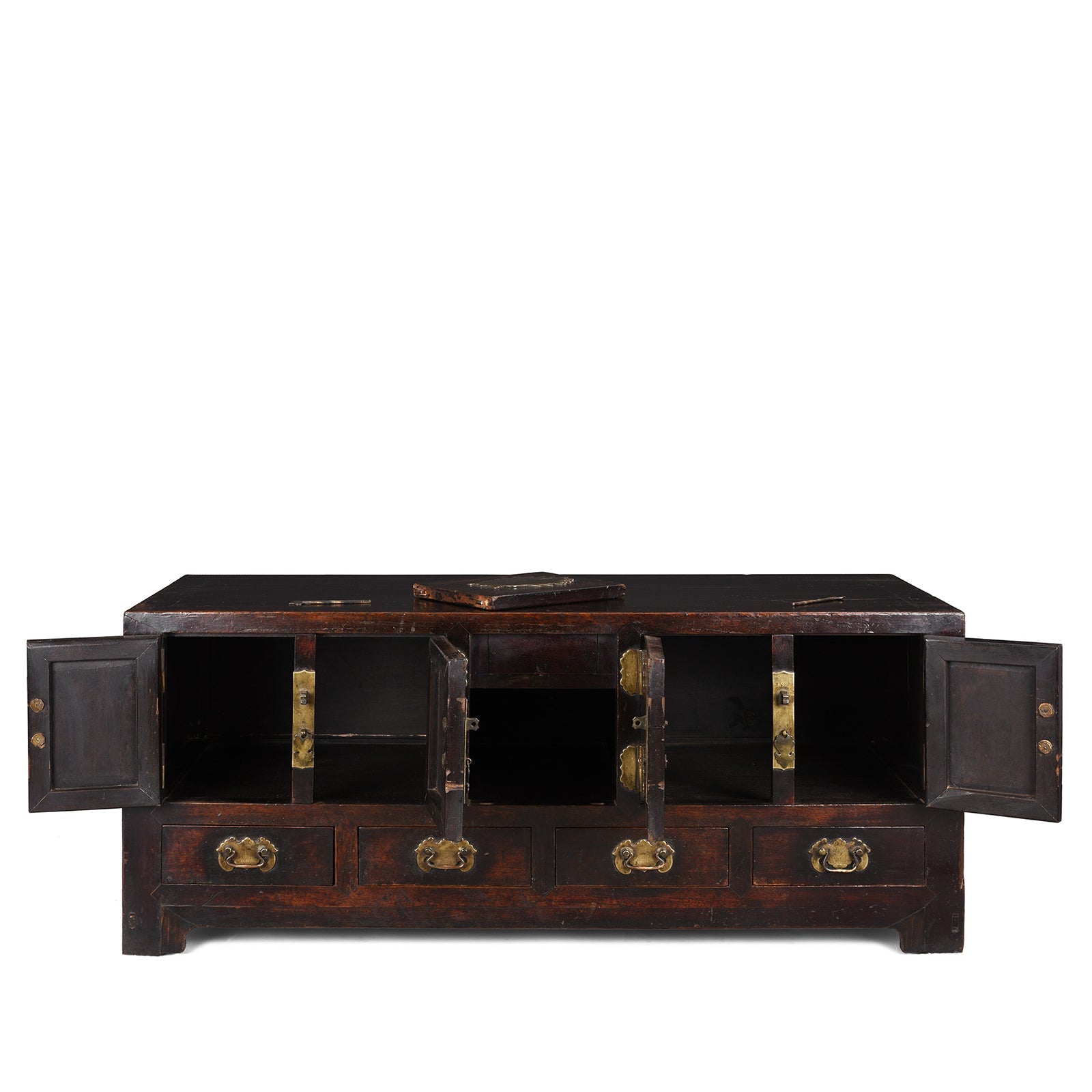 Burgundy Lacquer Kang Table From Tianjin - 19th Century
