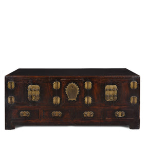 Burgundy Lacquer Kang Table From Tianjin - 19th Century