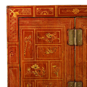 Red Lacquer Chinese Sideboard From Dongbei - Ca 1920