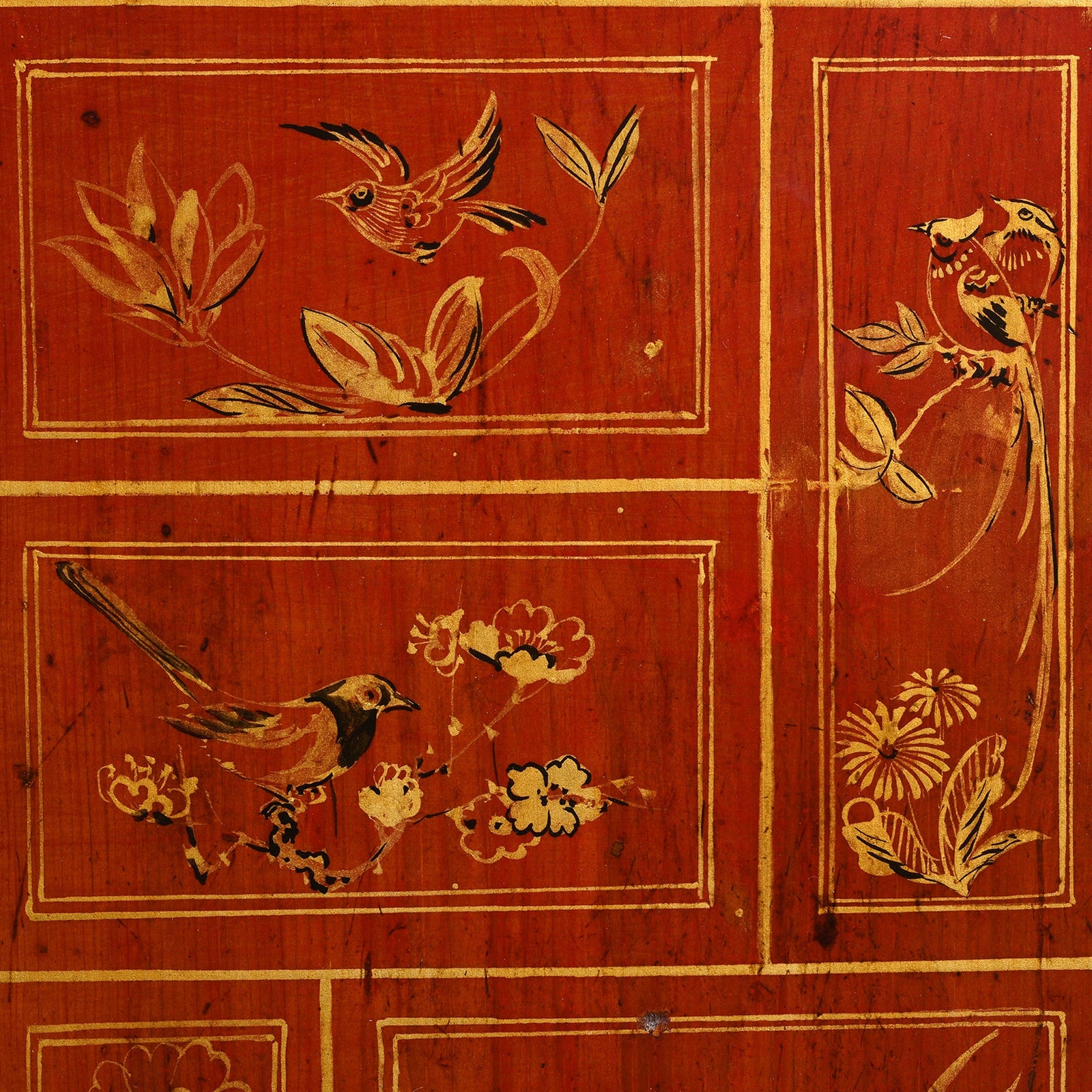 Red Lacquer Chinese Sideboard From Dongbei - Ca 1920