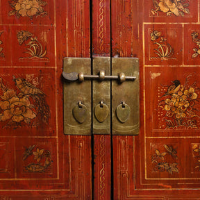 Red Lacquer Chinese Sideboard From Dongbei - Ca 1920