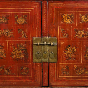 Red Lacquer Chinese Sideboard From Dongbei - Ca 1920
