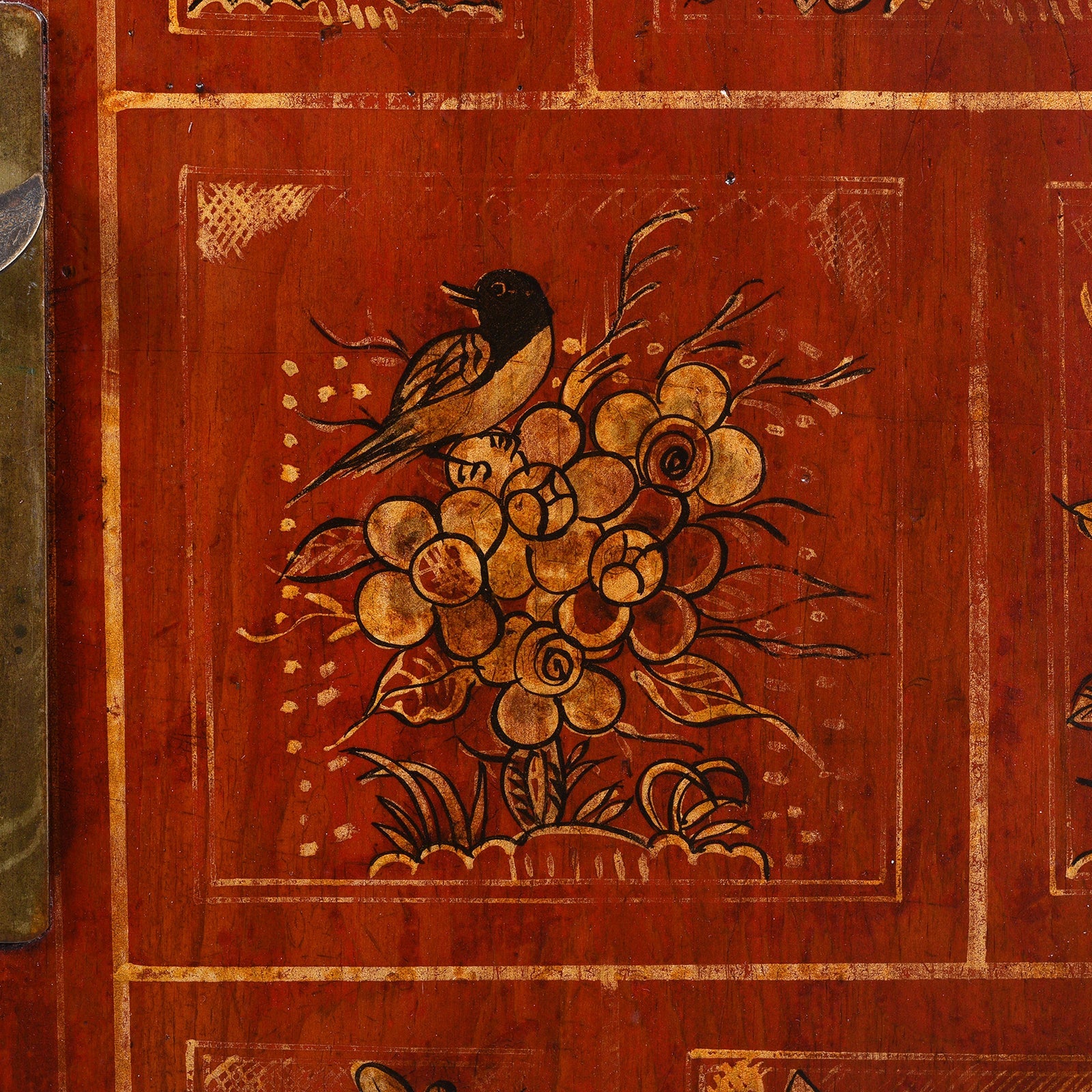 Red Lacquer Chinese Sideboard From Dongbei - Ca 1920