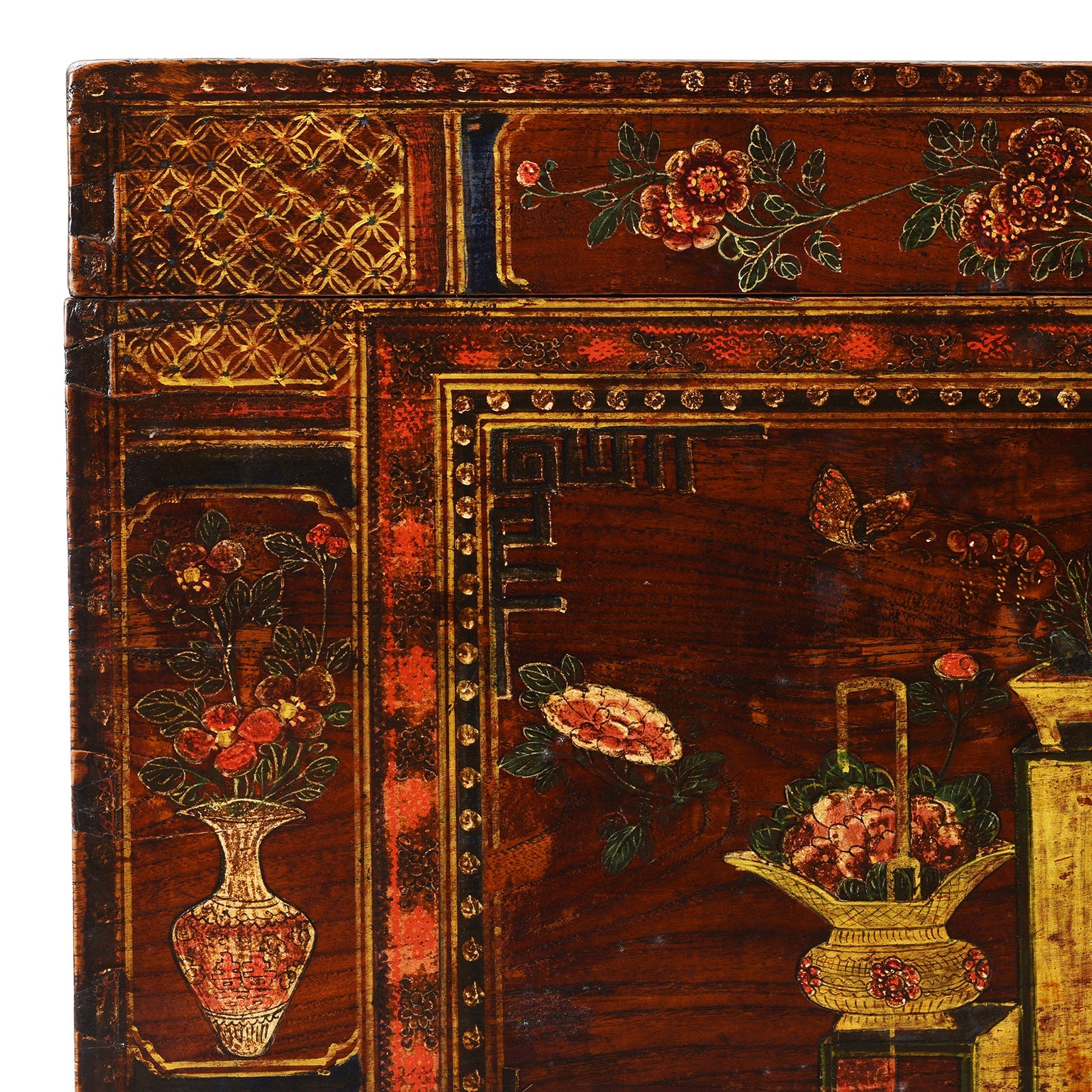 Red Painted Trunk From Shanxi - Ca 1900