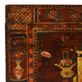 Red Painted Trunk From Shanxi - Ca 1900