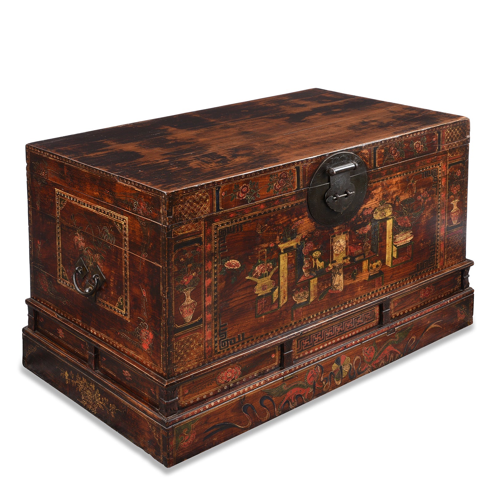 Red Painted Trunk From Shanxi - Ca 1900