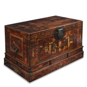 Red Painted Trunk From Shanxi - Ca 1900