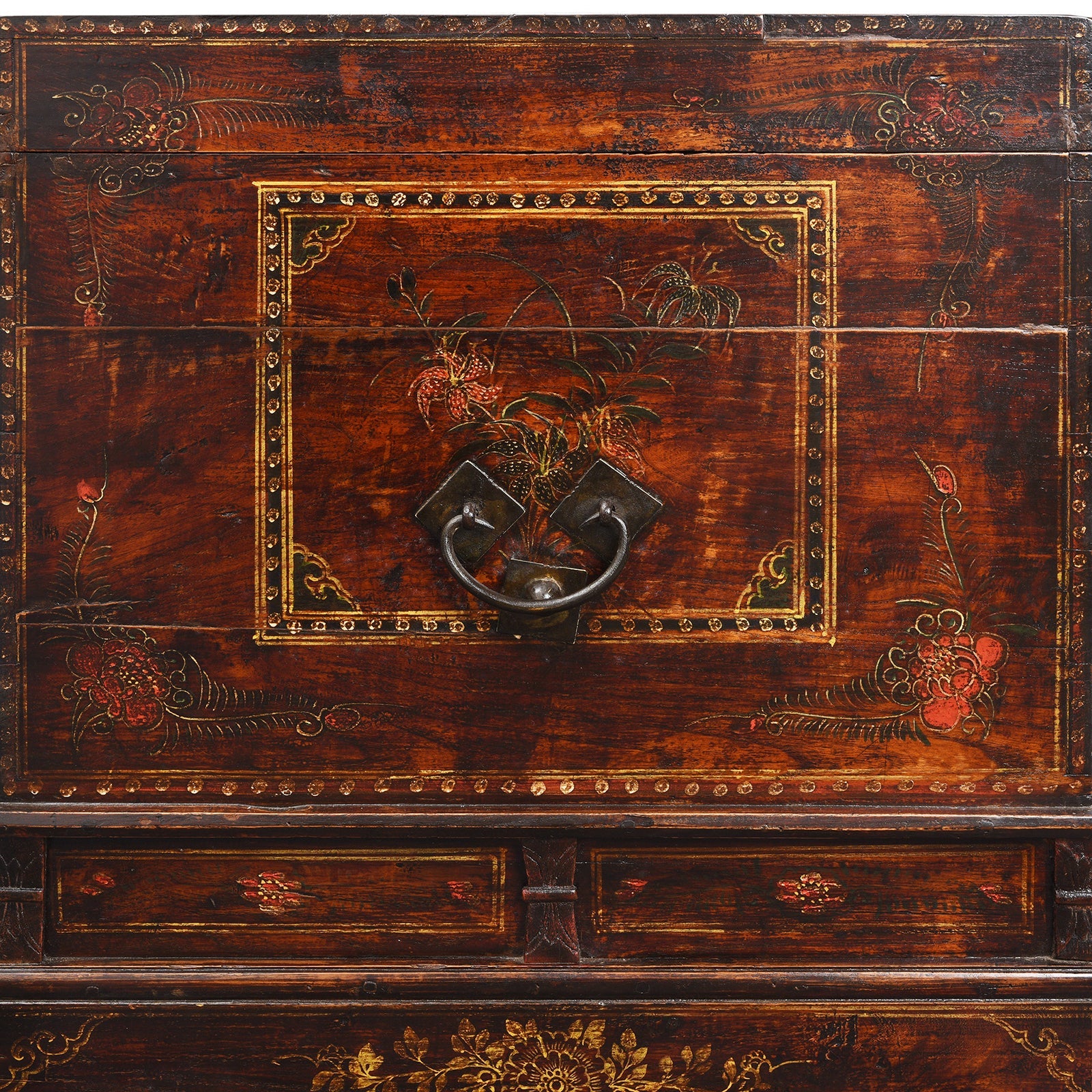 Red Painted Trunk From Shanxi - Ca 1900