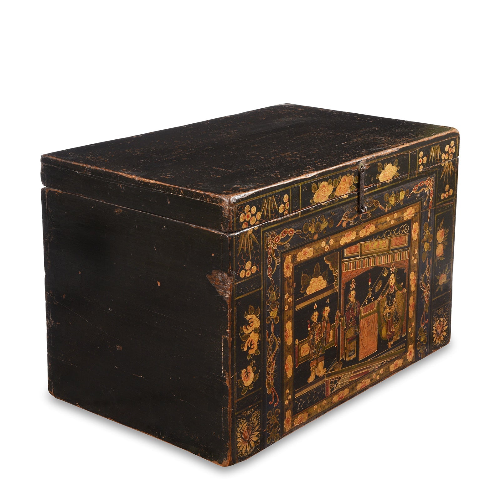 Painted Opera Chest From Shanxi Province - 19th Century