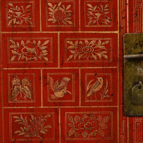 Red Lacquer Chinese Sideboard From Dongbei - Ca 1920