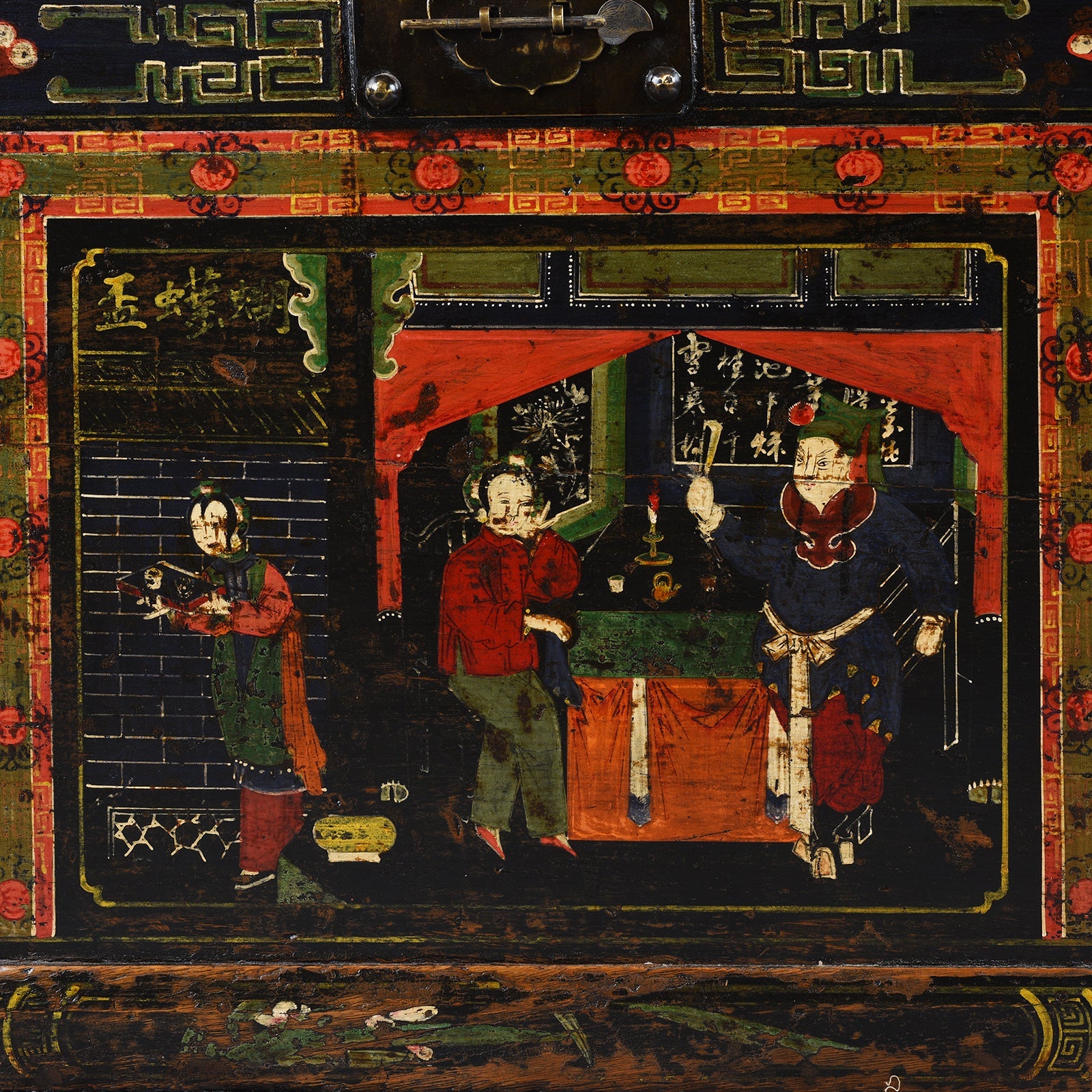 Painted Opera Chest From Shanxi Province - 19th Century