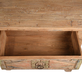 Carved Elm Coffer Sideboard From Shanxi Province - 19th Century