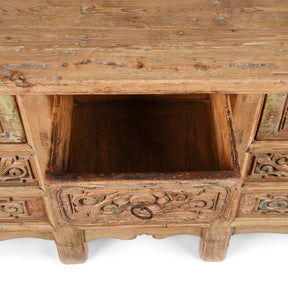 Carved Elm Coffer Sideboard From Shanxi Province - 19th Century