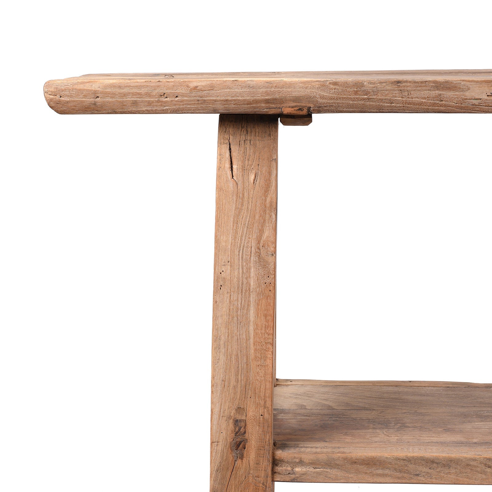 Farmhouse Bleached Elm Console Table With Shelf