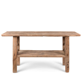 Farmhouse Bleached Elm Console Table With Shelf