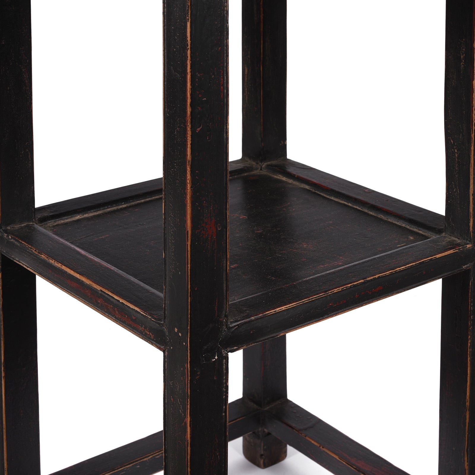 Black Lacquer Elm Flower Stand with Drawer - Ca 1940