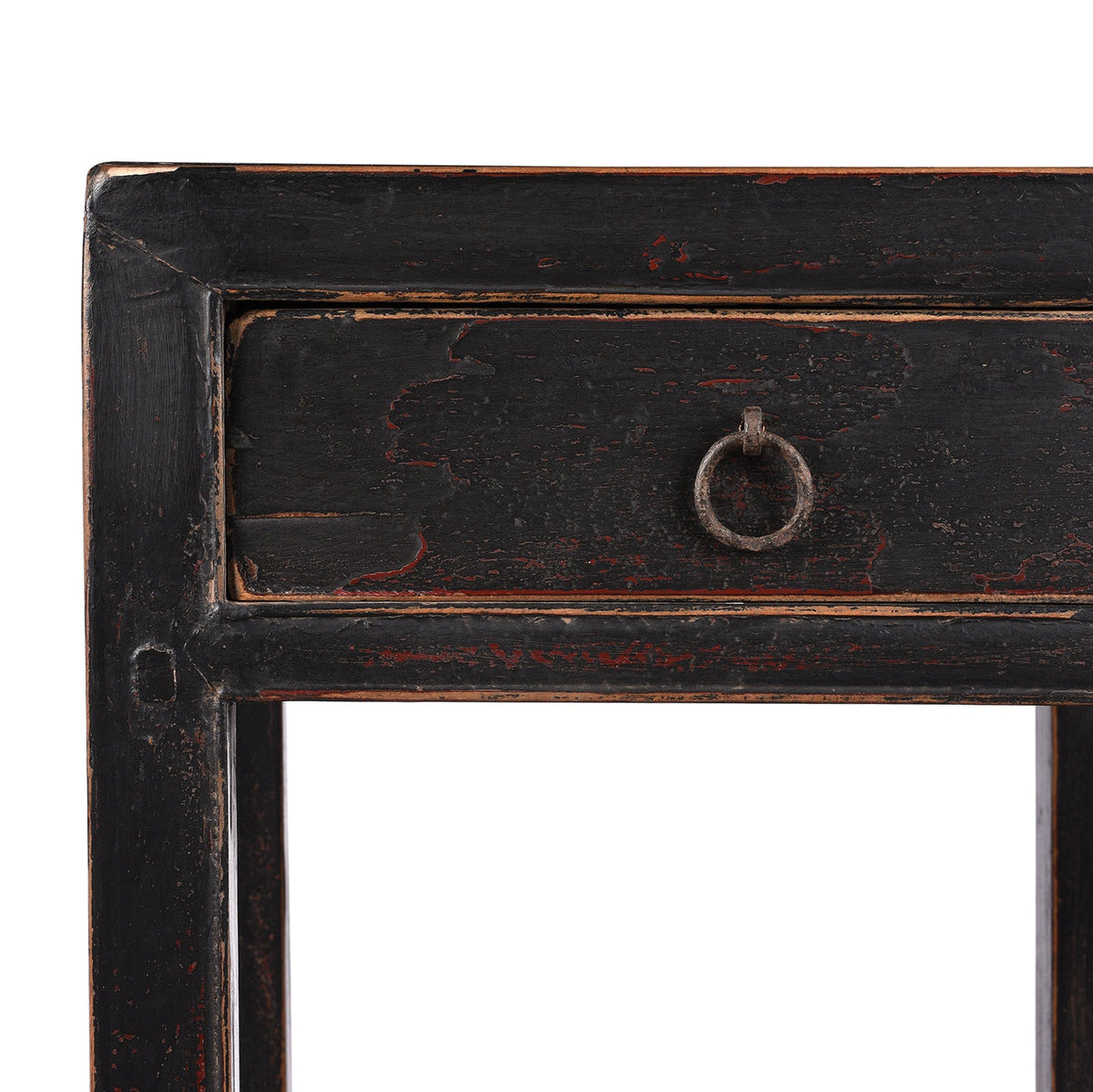 Black Lacquer Elm Flower Stand with Drawer - Ca 1940