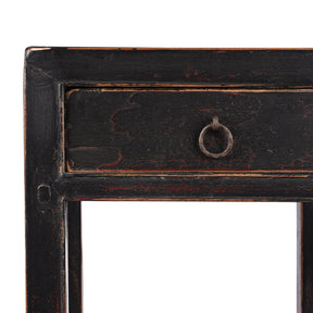 Black Lacquer Elm Flower Stand with Drawer - Ca 1940