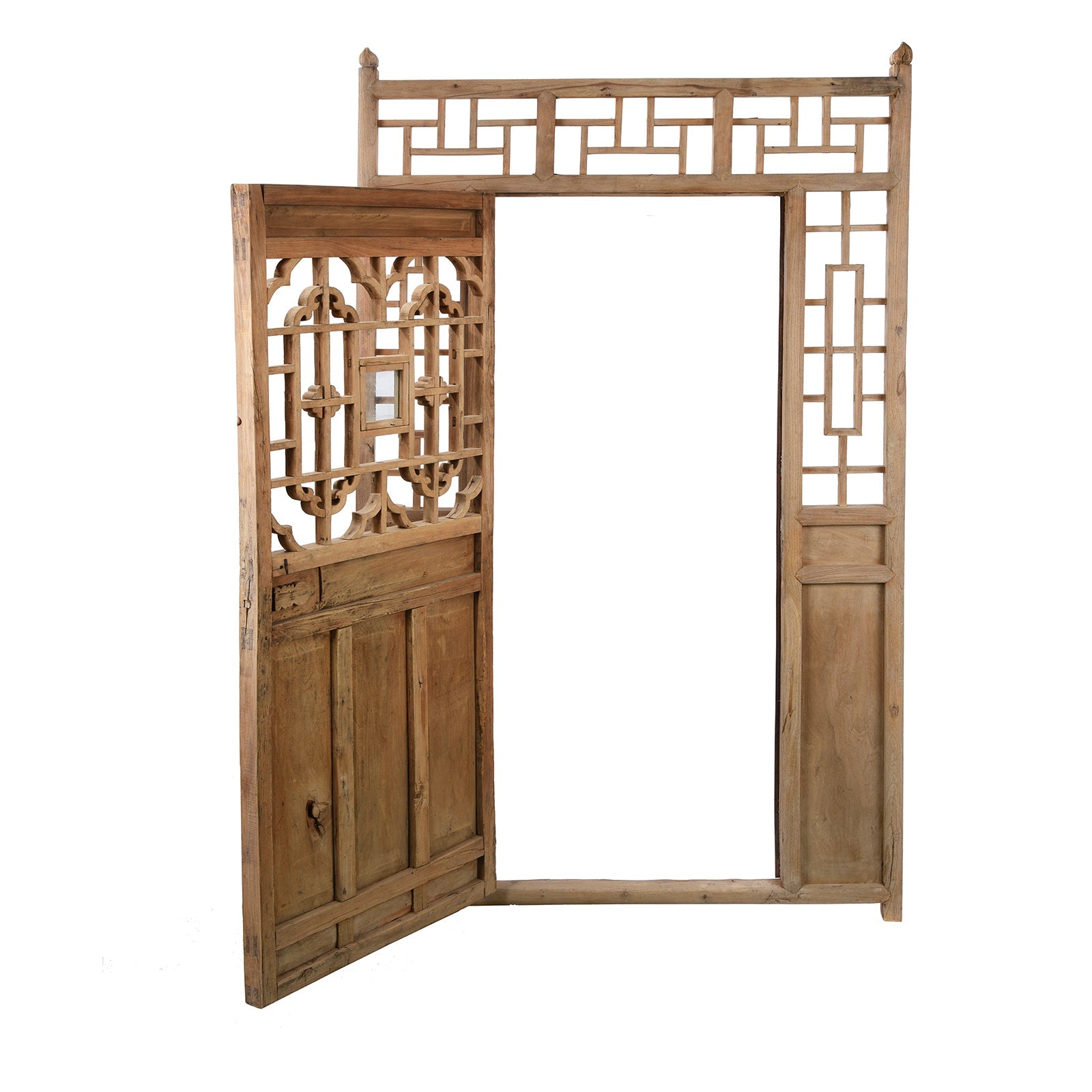 Bleached Chinese Lattice Door From Shanxi - 19th Century