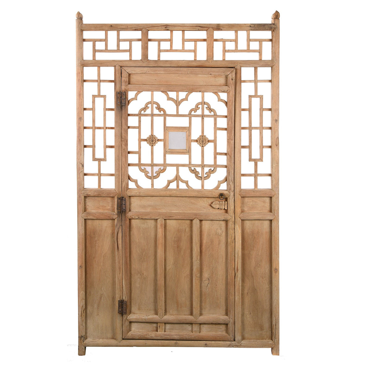 Bleached Chinese Lattice Door From Shanxi - 19th Century