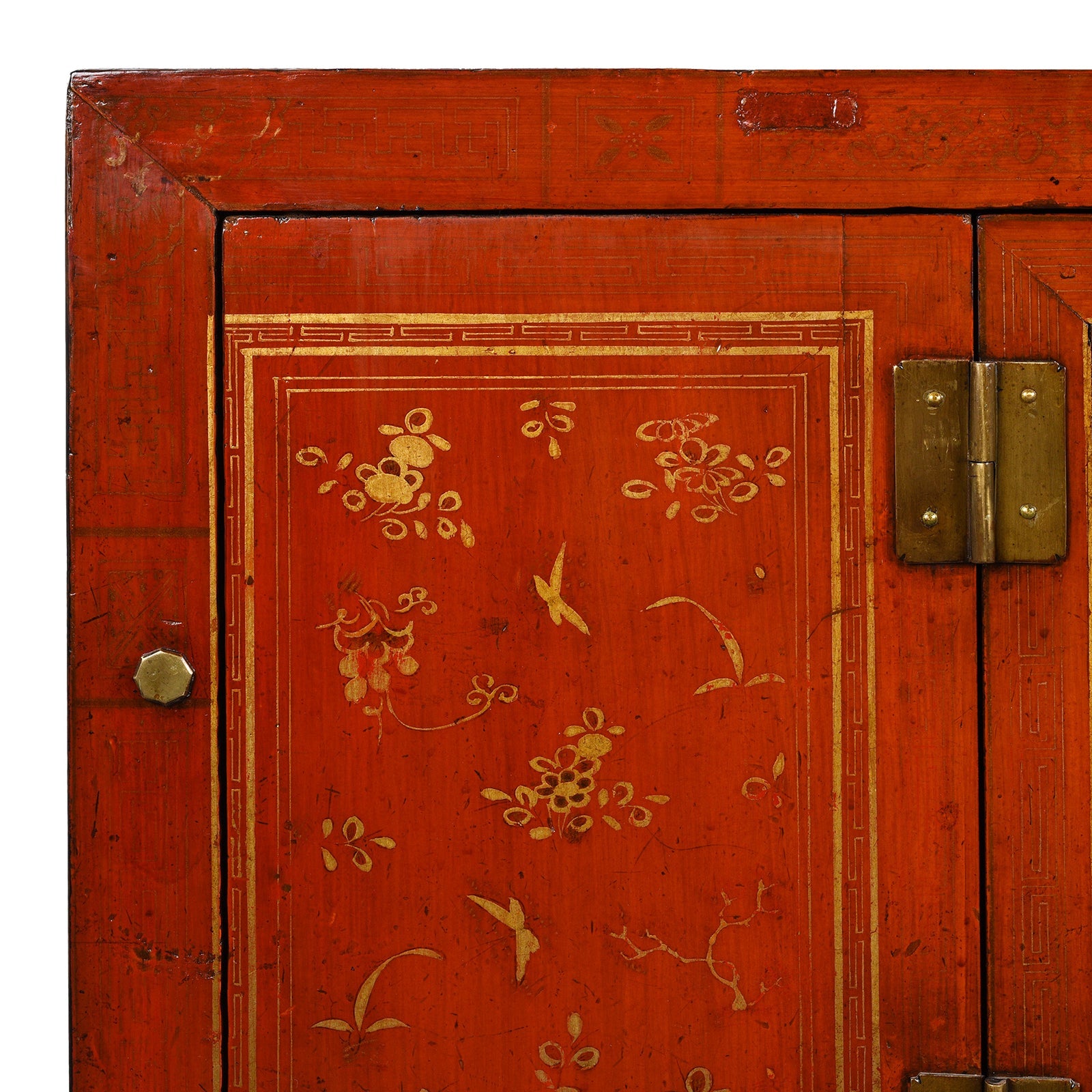 Red Lacquer Chinese Sideboard From Dongbei - Ca 1920