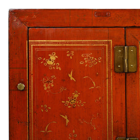 Red Lacquer Chinese Sideboard From Dongbei - Ca 1920