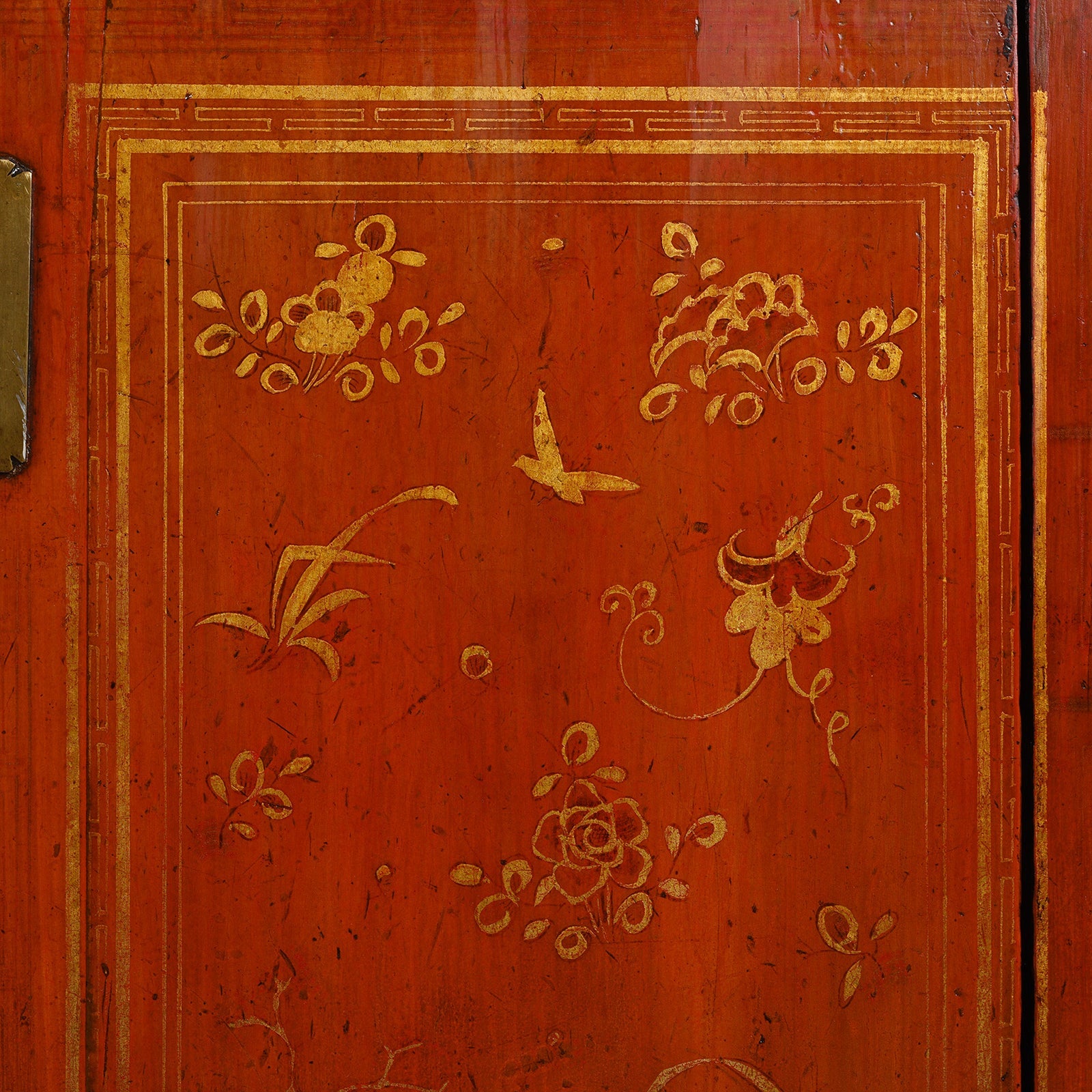 Red Lacquer Chinese Sideboard From Dongbei - Ca 1920
