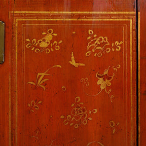 Red Lacquer Chinese Sideboard From Dongbei - Ca 1920