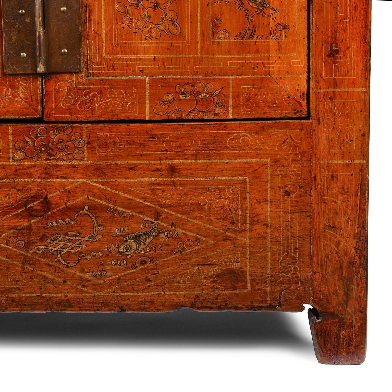 Red Lacquer Chinese Sideboard From Dongbei - Ca 1920
