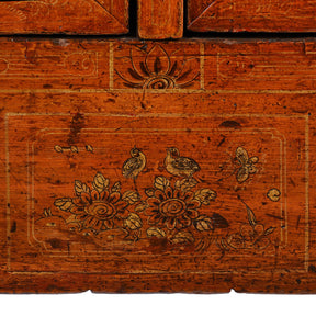 Red Lacquer Chinese Sideboard From Dongbei - Ca 1920