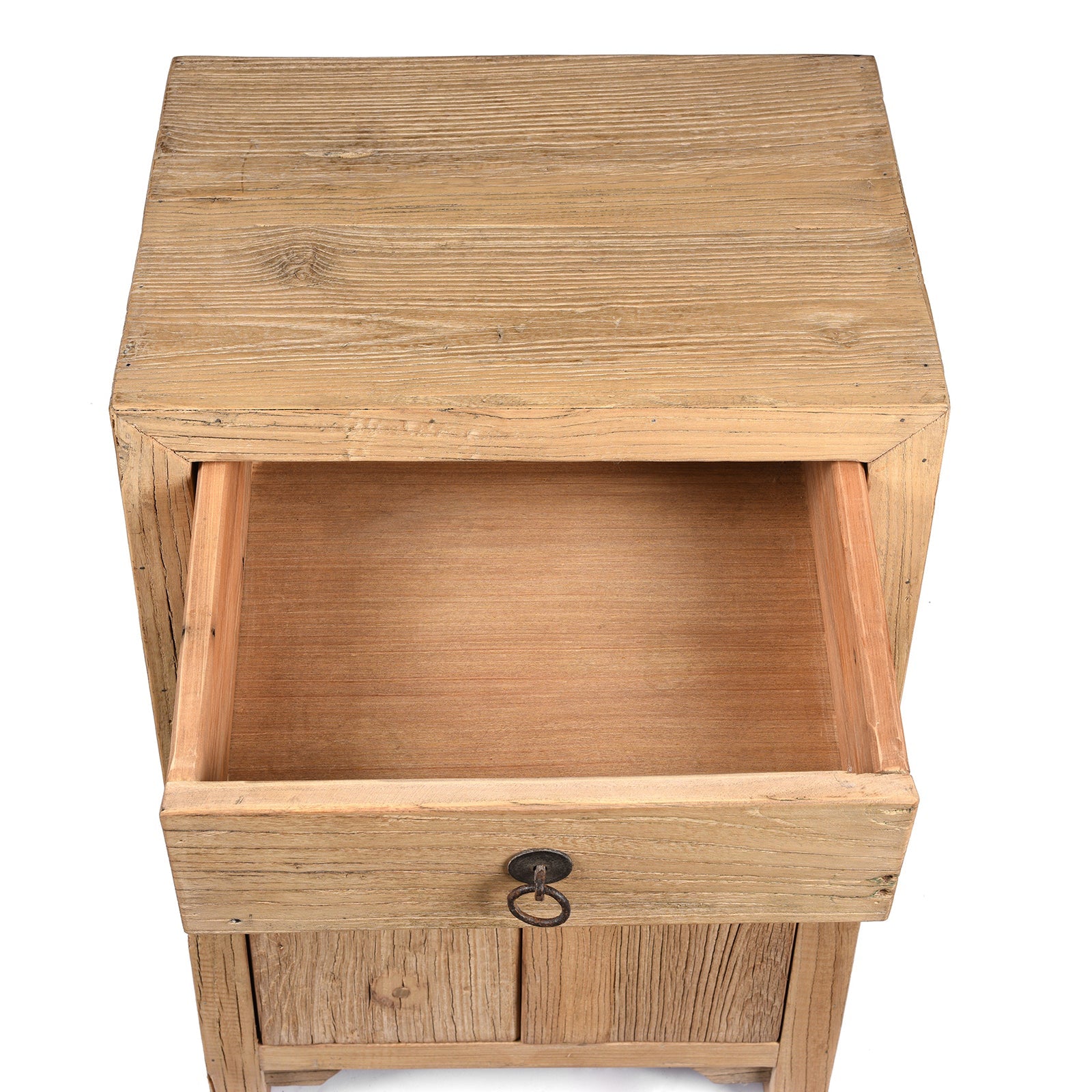 Bedside Cabinet With Drawer Made From Bleached Elm