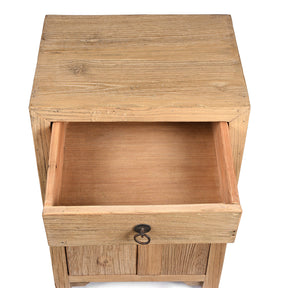 Bedside Cabinet With Drawer Made From Bleached Elm