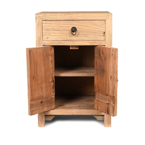 Bedside Cabinet With Drawer Made From Bleached Elm