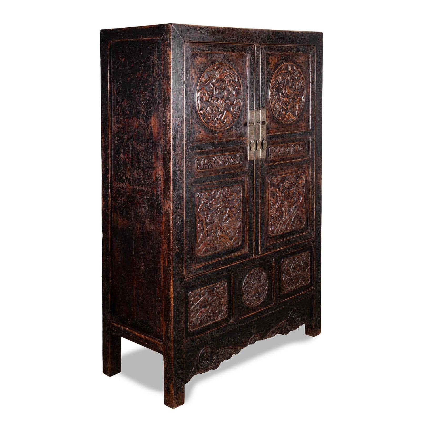 Carved Chinese Wedding Cabinet From Shanxi -19th Century