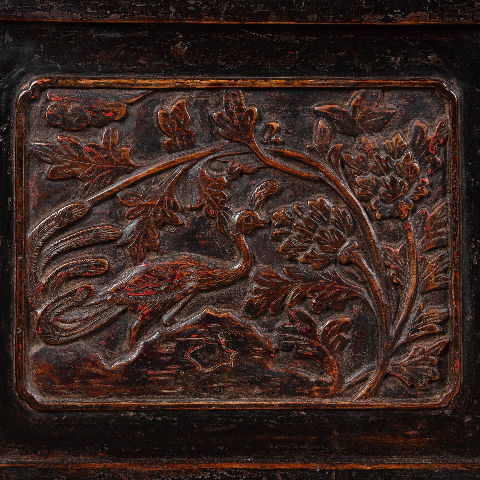 Carved Chinese Wedding Cabinet From Shanxi -19th Century