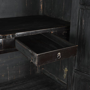 Black Lacquer Wedding Cabinet From Shanxi - 19th Century